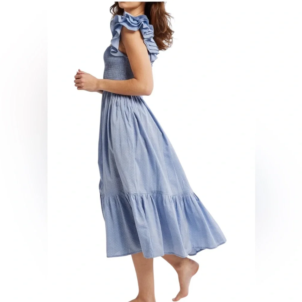 NEW Mille Olympia Dress. Chambray polka dot. M. NWT. - Picture 1 of 10